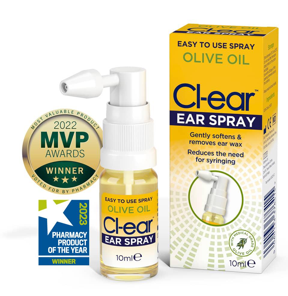 Clear Ear Spray Box and Bottle with Awards